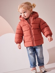 Rust Shower Resistant Fleece Lined Hooded Padded Coat (3mths-7yrs) - Image 2 of 11