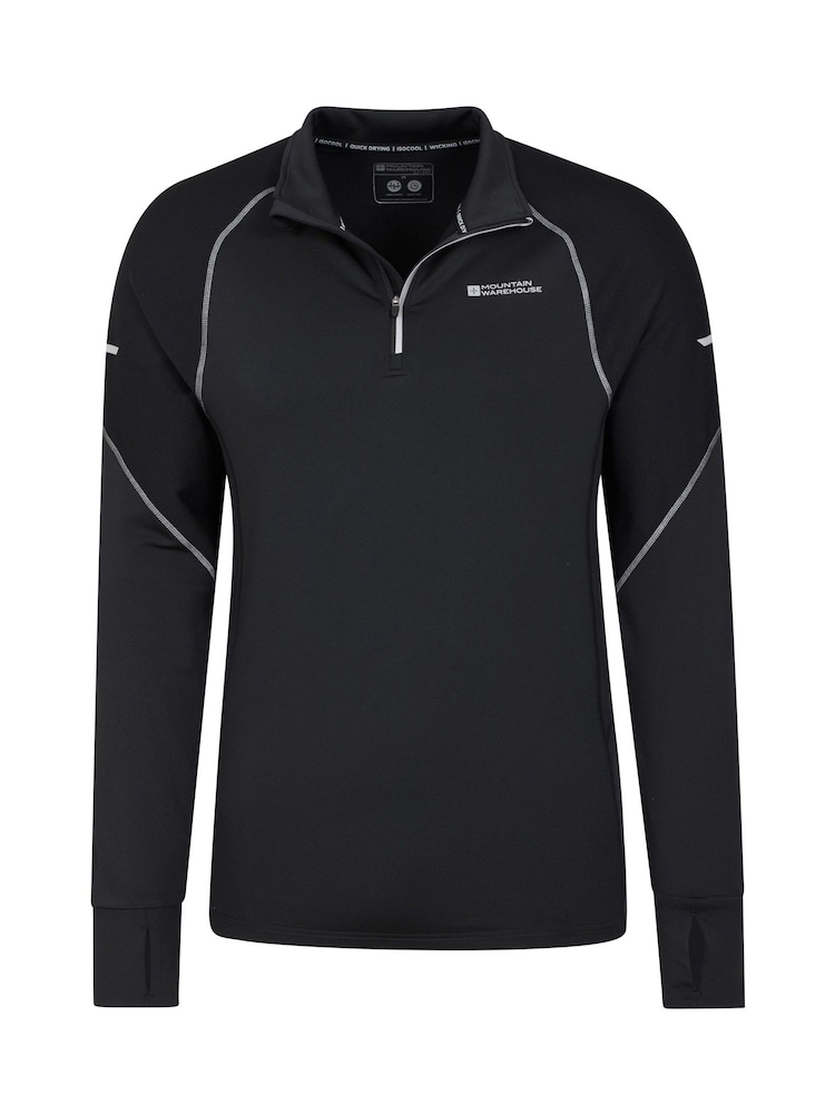 Mountain Warehouse Black Mens Control Quick Drying Quarter Zip Midlayer - Image 2 of 5 Mountain Warehouse Black Mens Control Quick Drying Quarter Zip Midlayer - Image 2 of 5