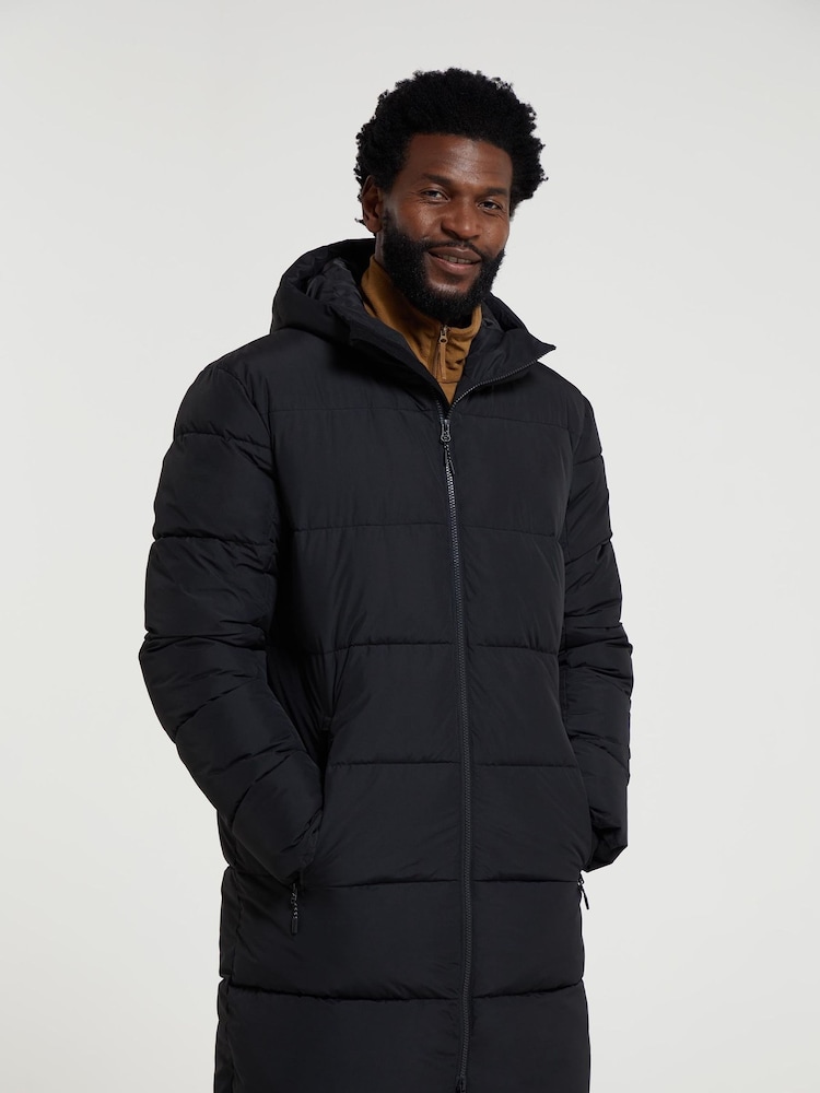 Mountain Warehouse Black Vortex Mens Longline Padded Jacket - Image 1 of 7