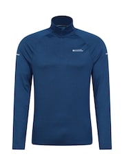 Mountain Warehouse Blue Mens Echo Melange Quarter Zip Midlayer Fleece - Image 1 of 5