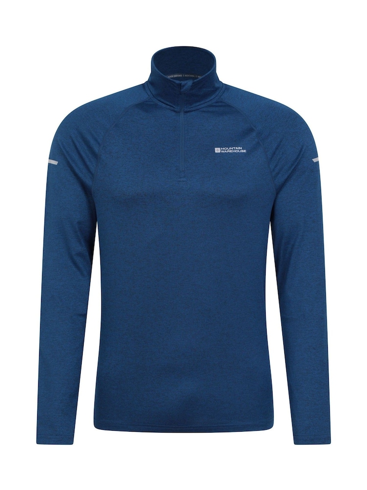 Mountain Warehouse Blue Mens Echo Melange Quarter Zip Midlayer Fleece - Image 1 of 5