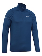 Mountain Warehouse Blue Mens Echo Melange Quarter Zip Midlayer Fleece - Image 2 of 5