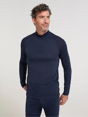 Mountain Warehouse Dark Blue Mens Talus Quarter Zip Thermal Top - Image 4 of 9
