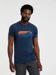 Mountain Warehouse Blue Mens Quest Printed Merino Thermal T-Shirt - Image 1 of 6