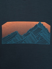 Mountain Warehouse Blue Mens Quest Printed Merino Thermal T-Shirt - Image 5 of 6
