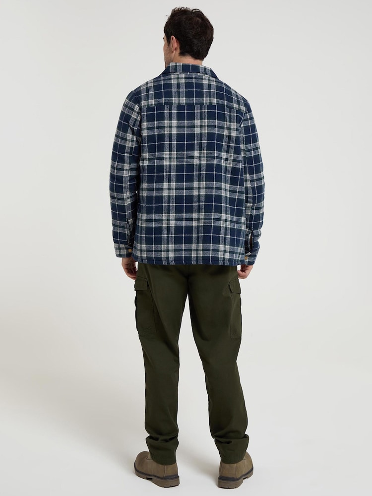 Mountain Warehouse Blue Mens Pinn Borg Lined Flannel 100% Cotton Shirt - Image 2 of 6