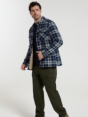 Mountain Warehouse Blue Mens Pinn Borg Lined Flannel 100% Cotton Shirt - Image 3 of 6