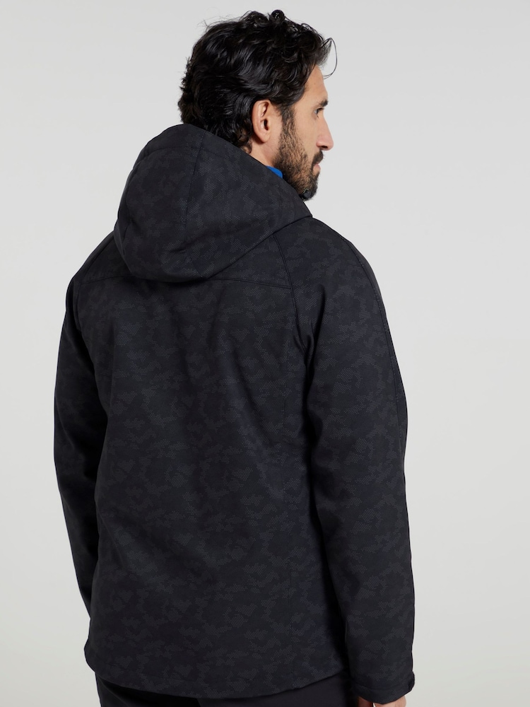 Mountain Warehouse Black Exodus Mens Showerproof Softshell Jacket - Image 2 of 7