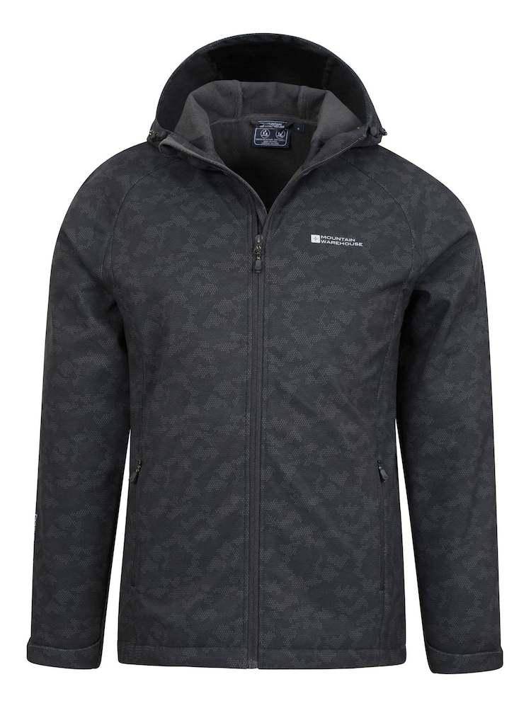 Mountain Warehouse Black Exodus Mens Showerproof Softshell Jacket - Image 6 of 7