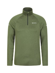 Mountain Warehouse Green Mens Echo Melange Quarter Zip Midlayer Fleece - Image 1 of 6