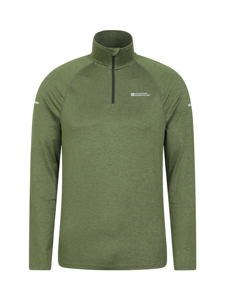 Mountain Warehouse Green Mens Echo Melange Quarter Zip Midlayer Fleece - Image 1 of 6