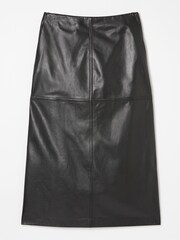 FatFace Black Anya Leather Midi Skirt - Image 5 of 5