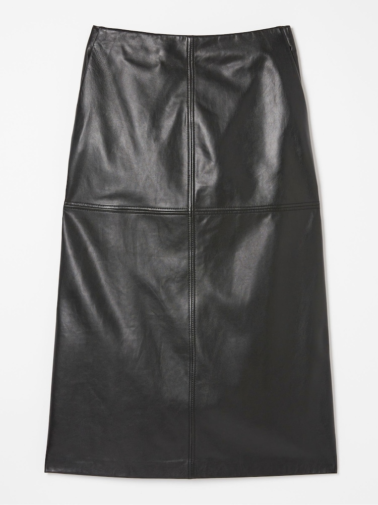 FatFace Black Anya Leather Midi Skirt - Image 5 of 5