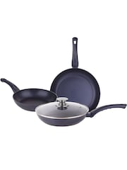 Bergner Set of 3 Black Ocean Non-Stick Frying Pans - Image 1 of 4