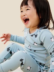 MORI Blue Organic Cotton Soft Penguin Pyjamas - Image 1 of 4
