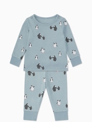 MORI Blue Organic Cotton Soft Penguin Pyjamas - Image 2 of 4