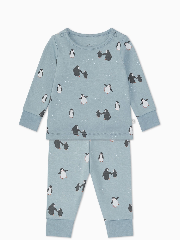MORI Blue Organic Cotton Soft Penguin Pyjamas - Image 2 of 4
