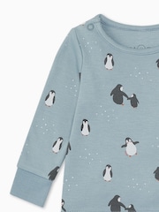 MORI Blue Organic Cotton Soft Penguin Pyjamas - Image 3 of 4
