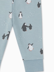MORI Blue Organic Cotton Soft Penguin Pyjamas - Image 4 of 4