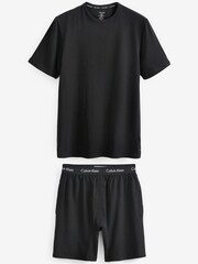 Calvin Klein Black Cotton Stretch Lounge Pyjamas Shorts Set - Image 1 of 1