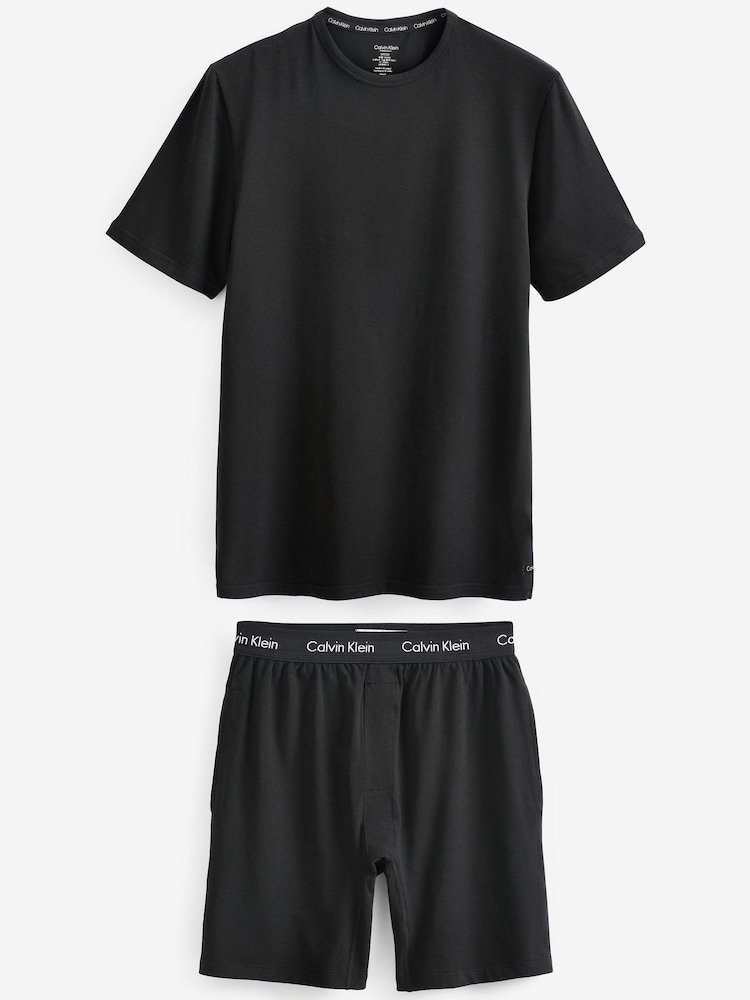 Calvin Klein Black Cotton Stretch Lounge Pyjamas Shorts Set - Image 1 of 1 Calvin Klein Black Cotton Stretch Lounge Pyjamas Shorts Set - Image 1 of 1