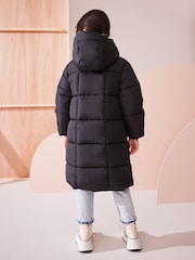 Black Shower Resistant Faux Fur Lined Hooded Padded Coat (3-16yrs) - Image 3 of 11