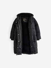 Black Shower Resistant Faux Fur Lined Hooded Padded Coat (3-16yrs) - Image 7 of 11