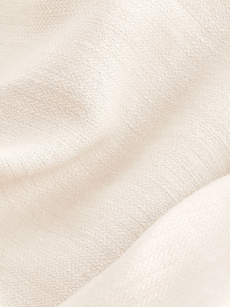 Neutral Asymmetric Waistband Tailored Wide Leg Linen Blend Trousers - Image 6 of 6
