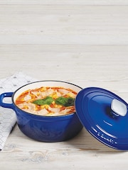 Bergner Blue Enamel Cast Iron 1.9L Casserole with Lid - Image 1 of 4