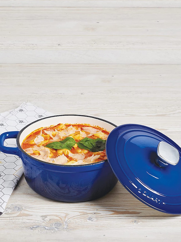 Bergner Blue Enamel Cast Iron 1.9L Casserole with Lid - Image 1 of 4