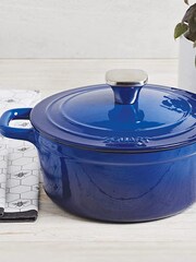 Bergner Blue Enamel Cast Iron 1.9L Casserole with Lid - Image 2 of 4