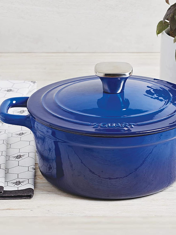 Bergner Blue Enamel Cast Iron 1.9L Casserole with Lid - Image 2 of 4