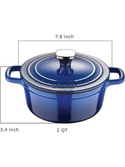 Bergner Blue Enamel Cast Iron 1.9L Casserole with Lid - Image 4 of 4