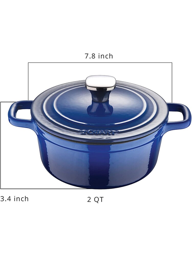 Bergner Blue Enamel Cast Iron 1.9L Casserole with Lid - Image 4 of 4
