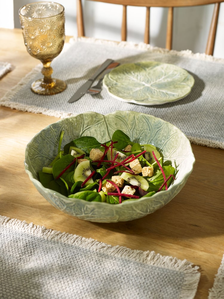 Green Cabbage Hand Painted Serve Bowl - Image 1 of 4