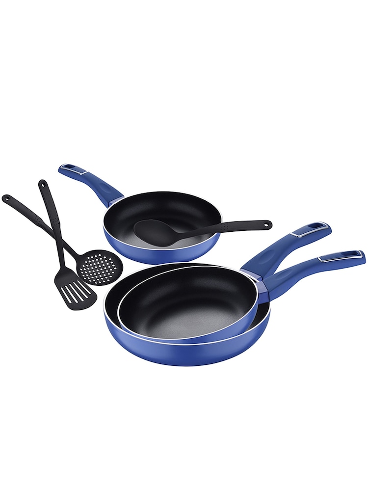 Bergner Set of 3 Blue Induction Non-Stick Frying Pans & Utensils Set - Image 3 of 3
