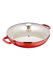 Bergner Red Enamel Cast Iron Shallow 3.3L Casserole with Glass Lid - Image 3 of 4