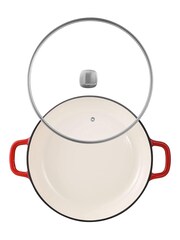 Bergner Red Enamel Cast Iron Shallow 3.3L Casserole with Glass Lid - Image 4 of 4