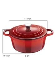 Bergner Red Enamel Cast Iron 5.7L Casserole with Lid - Image 4 of 4