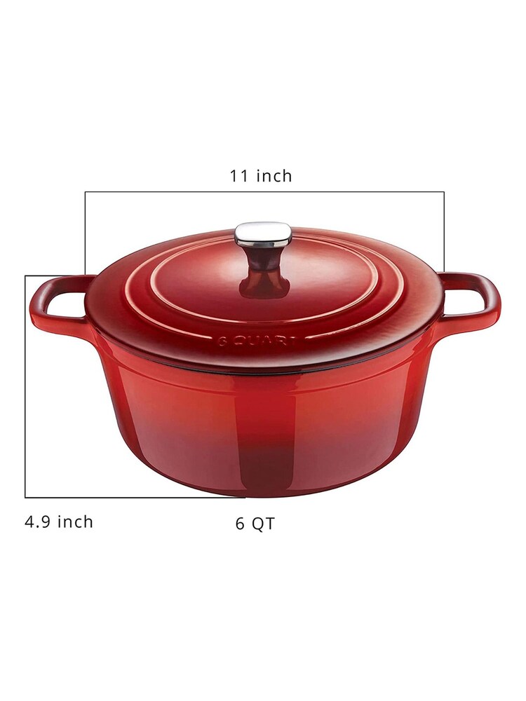 Bergner Red Enamel Cast Iron 5.7L Casserole with Lid - Image 4 of 4