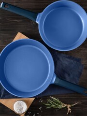 Bergner Set of 2 Blue Gastro Cast Aluminium Frying Pans - Image 2 of 4
