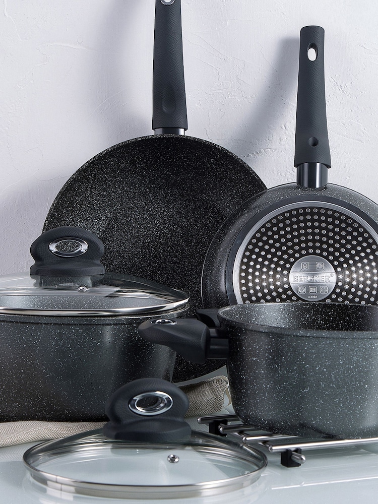 Bergner Set of 6 Black Orion Forged Aluminium Induction Saucepan Set - Image 1 of 4
