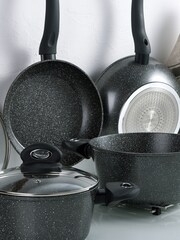 Bergner Set of 6 Black Orion Forged Aluminium Induction Saucepan Set - Image 2 of 4