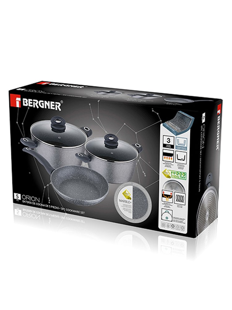 Bergner Set of 6 Black Orion Forged Aluminium Induction Saucepan Set - Image 4 of 4
