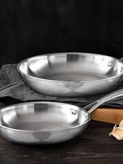 Bergner Silver Set of 2 Stainless Steel Frying Pans - Image 1 of 4