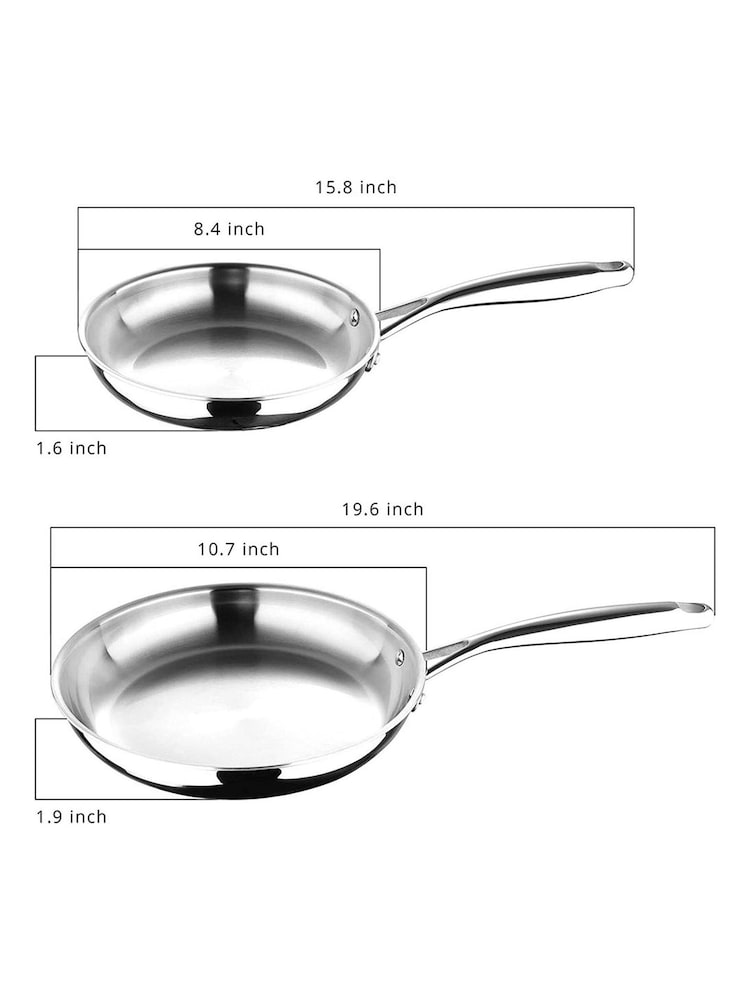 Bergner Silver Set of 2 Stainless Steel Frying Pans - Image 4 of 4