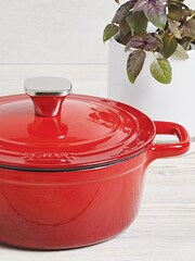 Bergner Red Enamel Cast Iron 1.9L Casserole with Lid - Image 2 of 4