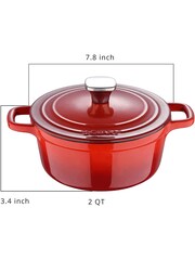 Bergner Red Enamel Cast Iron 1.9L Casserole with Lid - Image 4 of 4