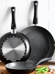 Bergner Set of 3 Black Forged Aluminium Induction Non-stick Frying Pans - Image 3 of 4