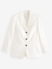 Weiß - Lang geschnittener Blazer mit drei Knöpfen - Bild 6 von 7
